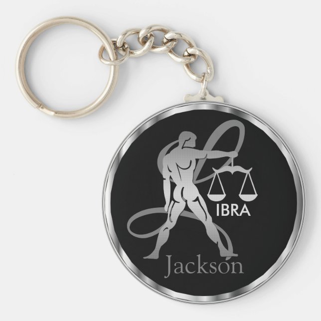 Libra ♎ the Scales - Zodiac Sign Key Ring (Front)
