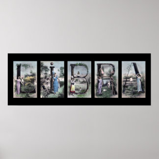 LIBRA Vintage Alphabet Letter Name Art Poster