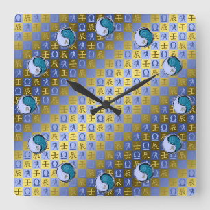 Libra & Water Dragon Square Wall Clock