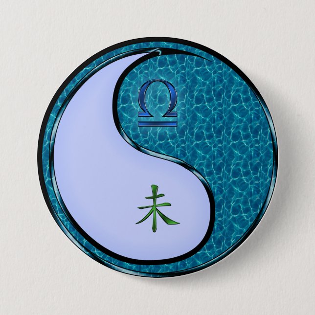 Libra & Water Goat 7.5 Cm Round Badge (Front)