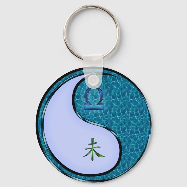 Libra & Water Goat Key Ring (Front)