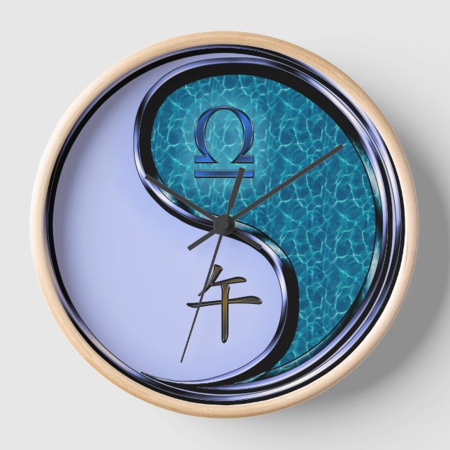 Libra & Water Horse Clock (Front)