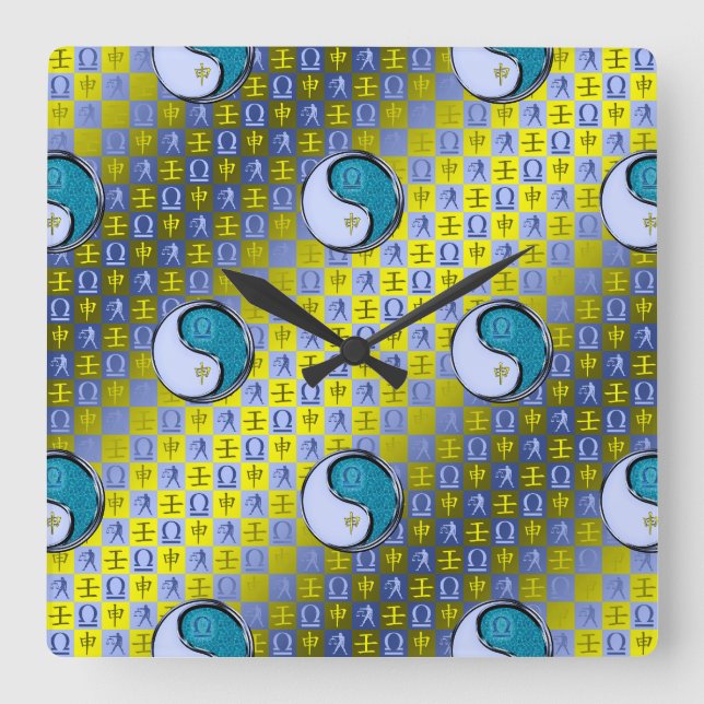Libra & Water Monkey Square Wall Clock (Front)