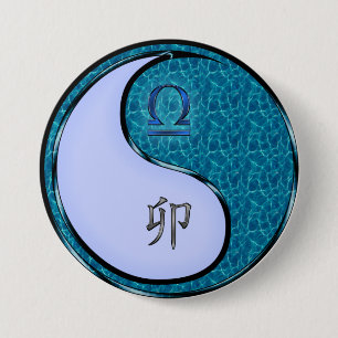 Libra & Water Rabbit 7.5 Cm Round Badge