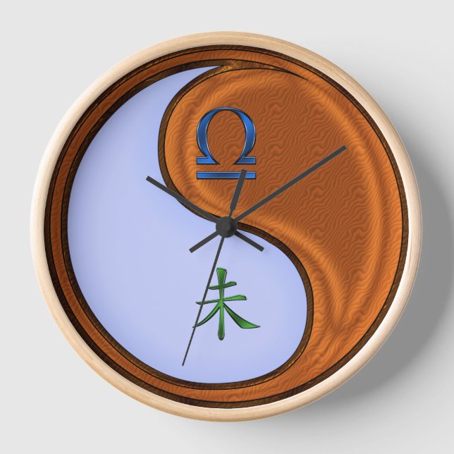 Libra & Wood Goat Clock (Front)