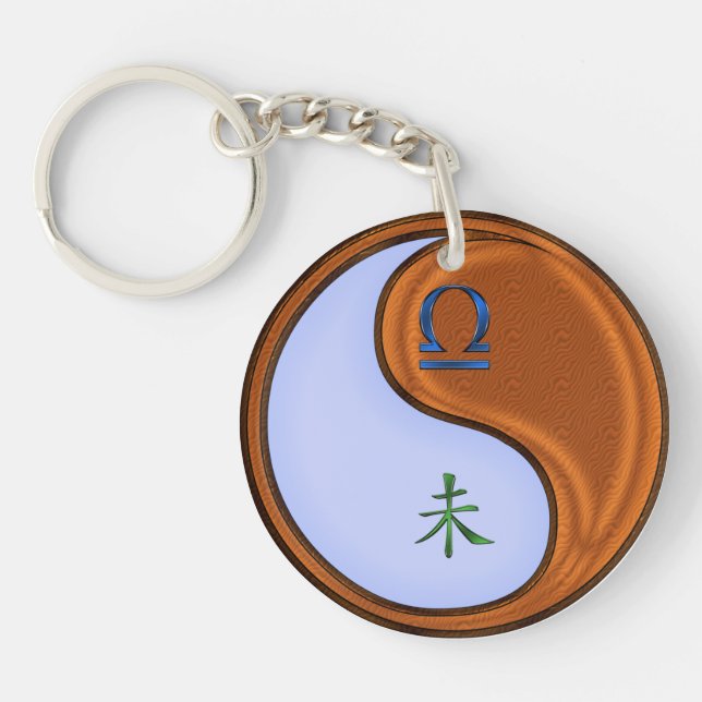 Libra & Wood Goat Key Ring (Front)
