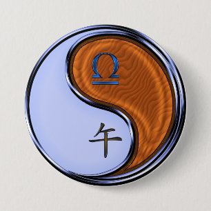 Libra & Wood Horse 7.5 Cm Round Badge