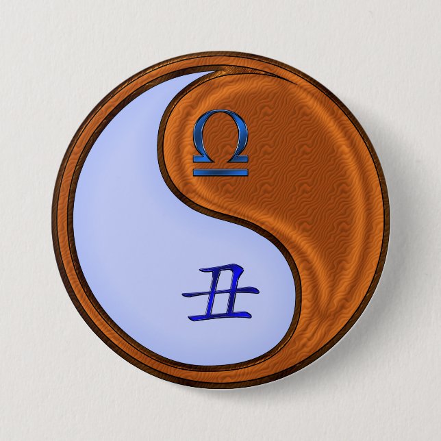 Libra & Wood Ox 7.5 Cm Round Badge (Front)