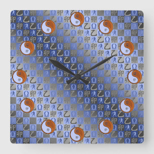 Libra & Wood Rabbit Square Wall Clock