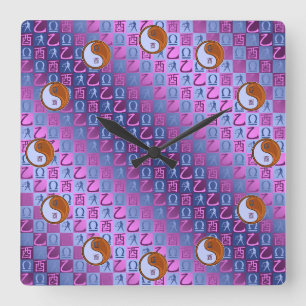 Libra & Wood Rooster Square Wall Clock