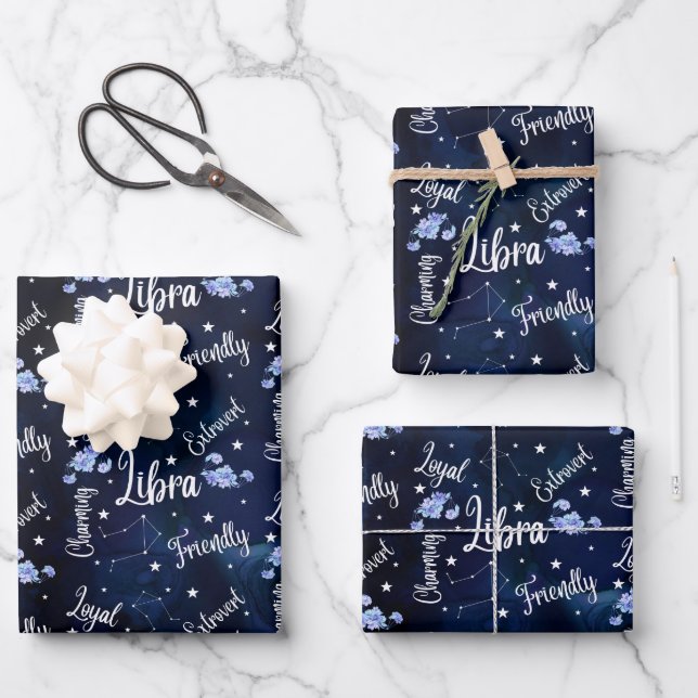 Libra Wrapping Paper Flat Sheet Set of 3 (Front)