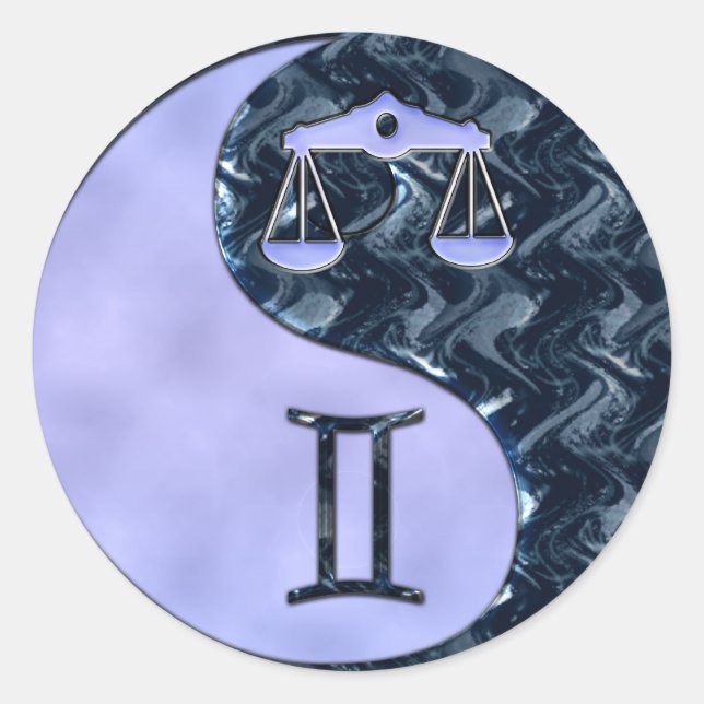 Libra Yin Yang Classic Round Sticker (Front)