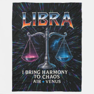 Libra Zodiac 80's Rock Band Inspired Astrology Fleece Blanket