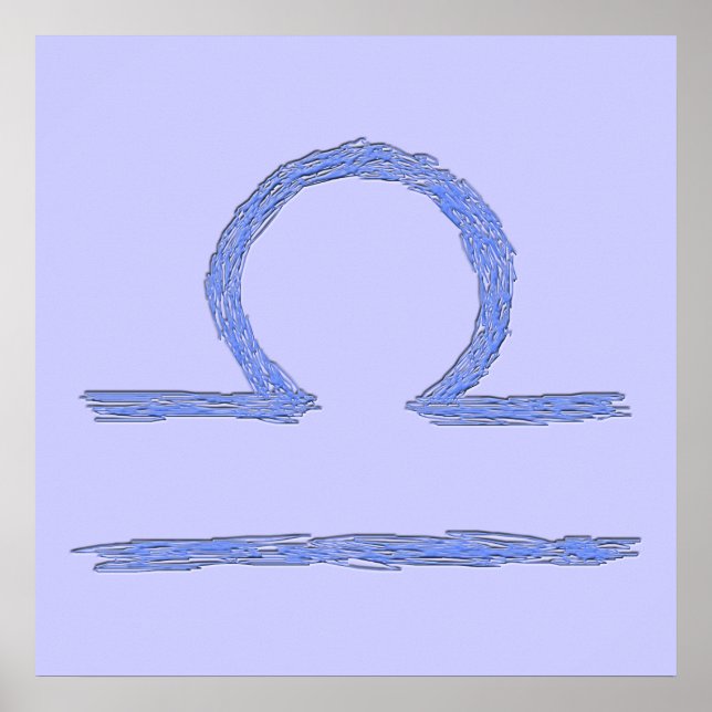 Libra. Zodiac Astrological Sign. Blue. Poster (Front)