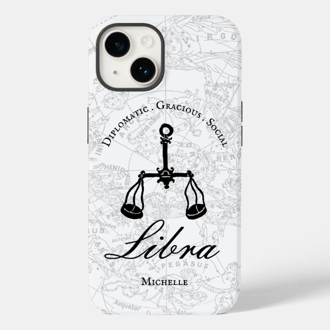 Libra Zodiac Astrology Personality White Custom Case-Mate iPhone Case (Back)