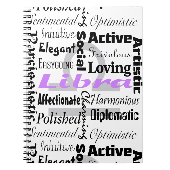 Libra Zodiac Astrology Traits Collage Notebook (Front)