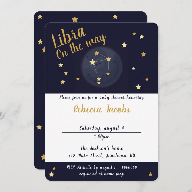 Libra zodiac Baby Shower Invitation (Front/Back)
