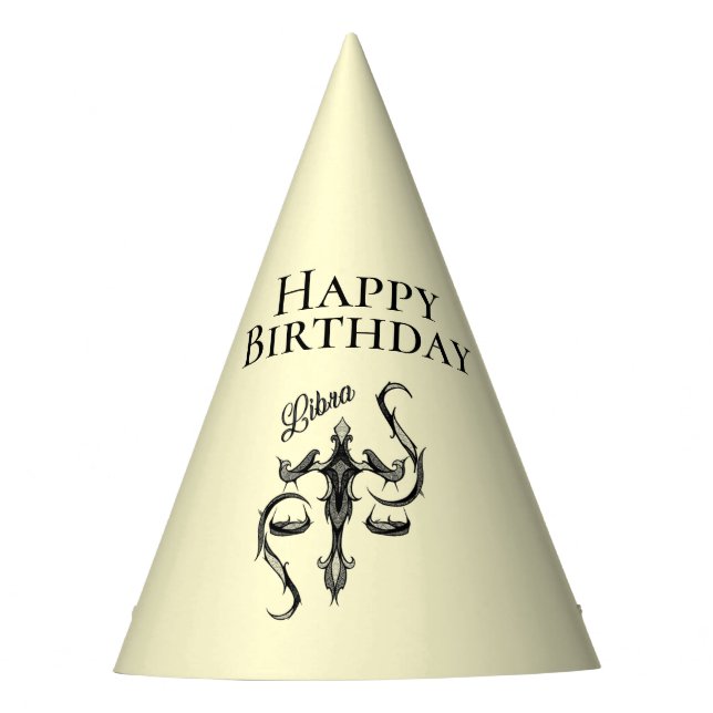 Libra Zodiac Birthday Party Hat (Front)