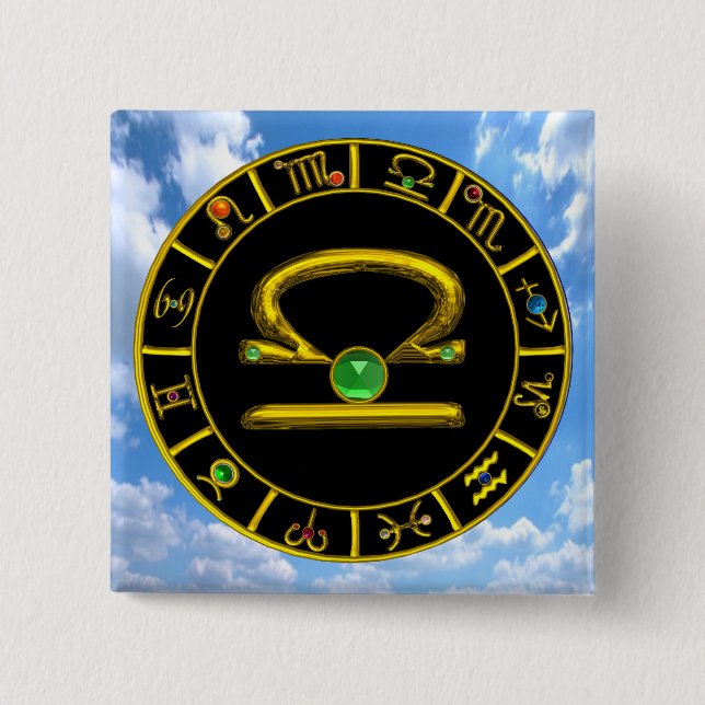 LIBRA / ZODIAC BIRTHDAY SIGNS 15 CM SQUARE BADGE (Front)