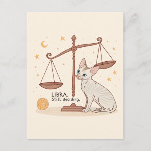 Libra Zodiac Cat Balance Still Deciding Art Postcard