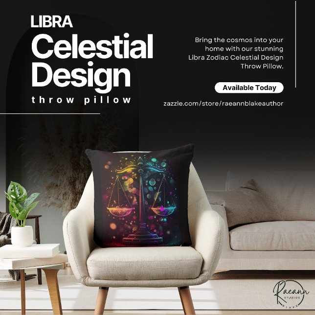 Libra Zodiac Celestial Design Throw Pillow (Creator Uploaded)