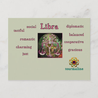 Libra zodiac characteristics postcard