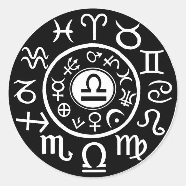 Libra Zodiac Classic Round Sticker (Front)