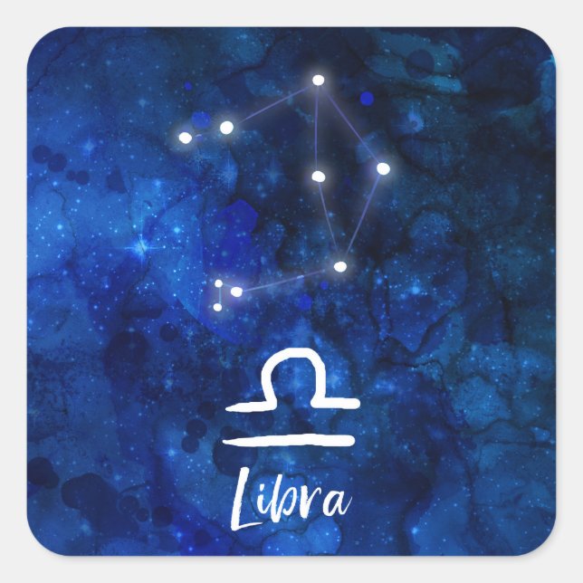 Libra Zodiac Constellation Blue Galaxy Celestial Square Sticker (Front)