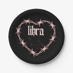 Libra Zodiac Constellation Gothic Barbed Wire Paper Plate
