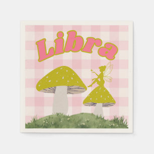 Libra Zodiac Cottagecore Fairy Mushroom Napkin