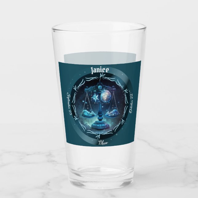 Libra Zodiac Customisable Beer Glass (Front)