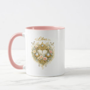 Libra Zodiac Floral Heart Mug – Elegant Astrology