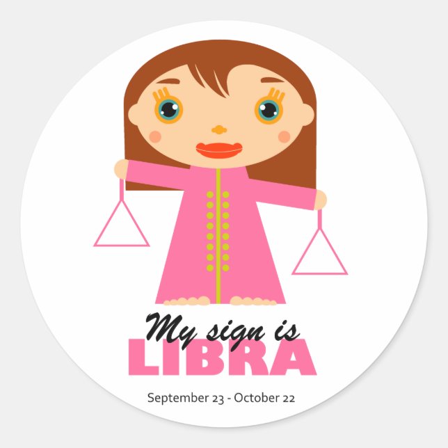 Libra Zodiac for Kids Classic Round Sticker (Front)