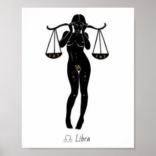 Libra Zodiac Goddess Celestial Scales Art Poster