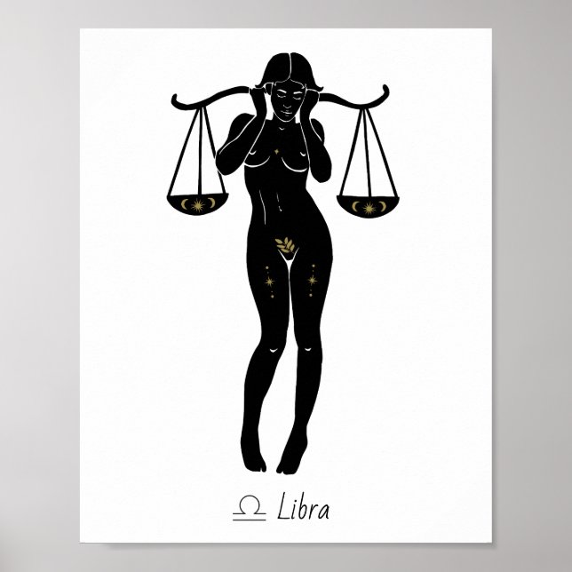 Libra Zodiac Goddess Celestial Scales Art Poster (Front)