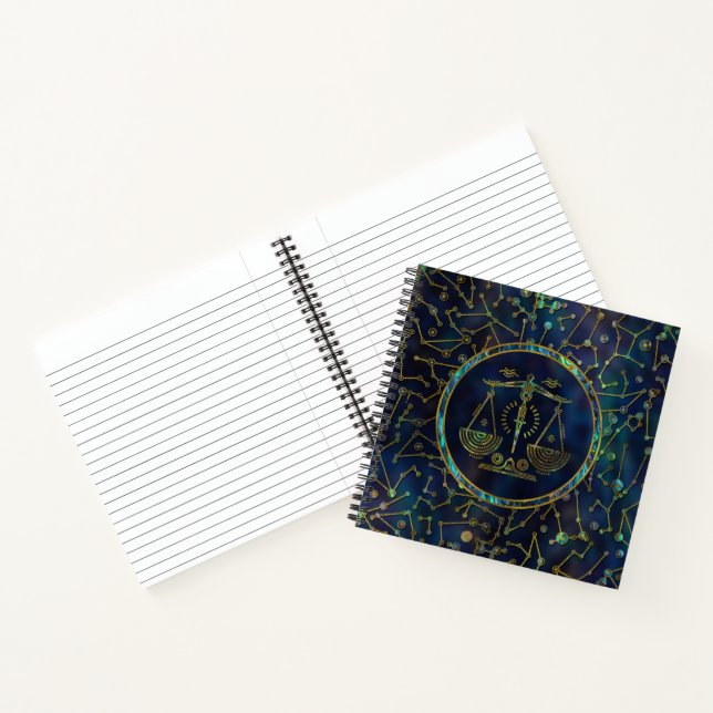 Libra Zodiac Gold Abalone on Constellation Notebook (Inside)