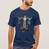 Libra Zodiac Gold Monochrome Graphic T-Shirt (Front)