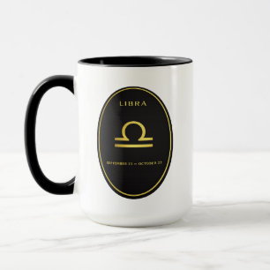Libra Zodiac Gold Oval Emblem Mug Luxury Astrolo