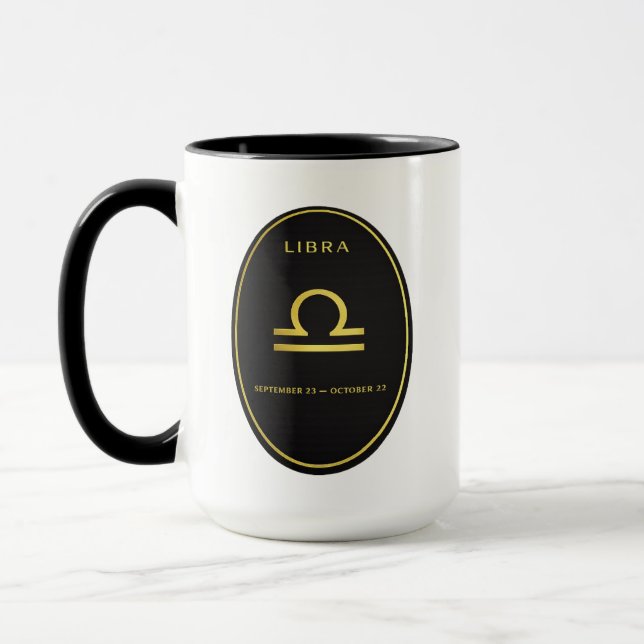 Libra Zodiac Gold Oval Emblem Mug | Luxury Astrolo (Left)