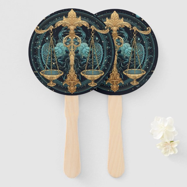 Libra zodiac hand fan (Front and Back)