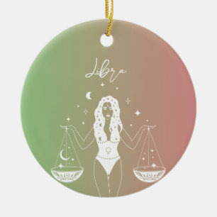 Libra zodiac horoscope star sign gradient ceramic ornament