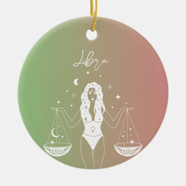 Libra zodiac horoscope star sign gradient ceramic ornament (Front)