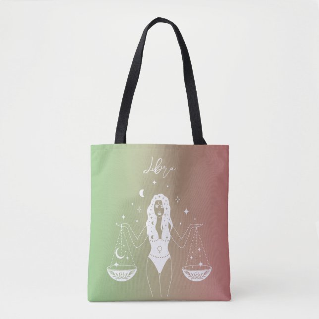 Libra zodiac horoscope star sign gradient tote bag (Front)