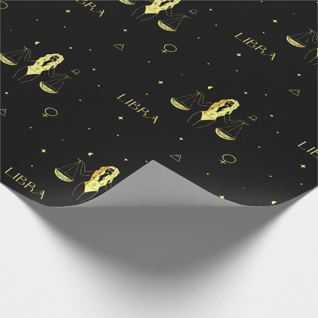Libra zodiac horoscope star sign gradient wrapping paper (Corner)