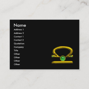 LIBRA ZODIAC JEWEL Green Emerald & Gold Black Business Card