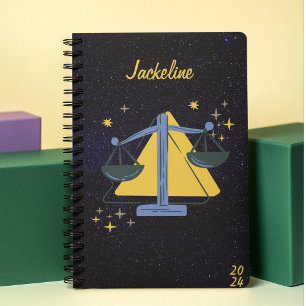 Libra Zodiac l Galaxy Sky Star Initial Weekly 2024 Planner