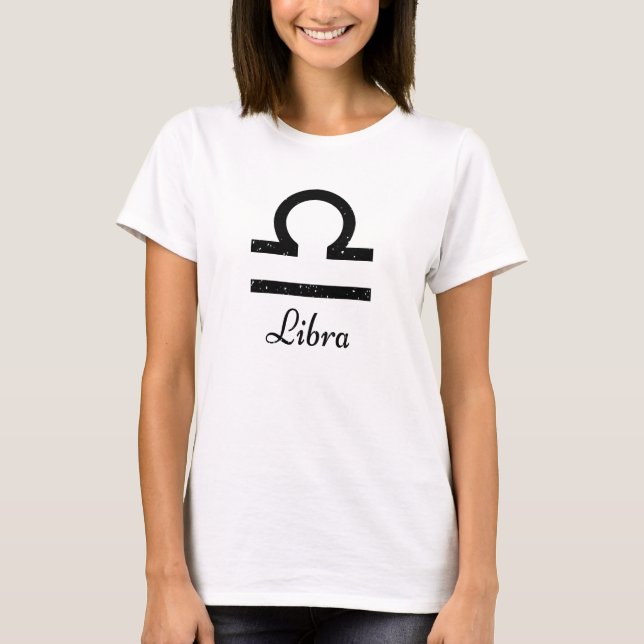 Libra Zodiac Logo Black T-Shirt (Front)