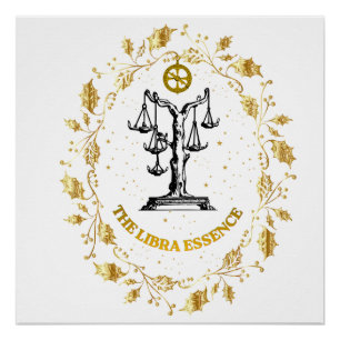 Libra Zodiac Luxury Aesthetic Stars Art Poster