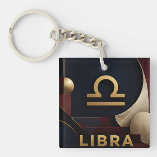 Libra Zodiac Luxury Celestial Astrology Gift Key Ring