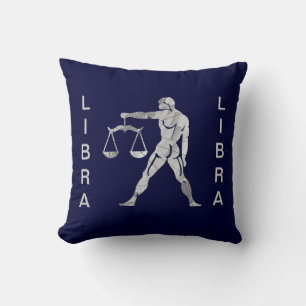 Libra Zodiac Navy Blue American Mojo Pillow